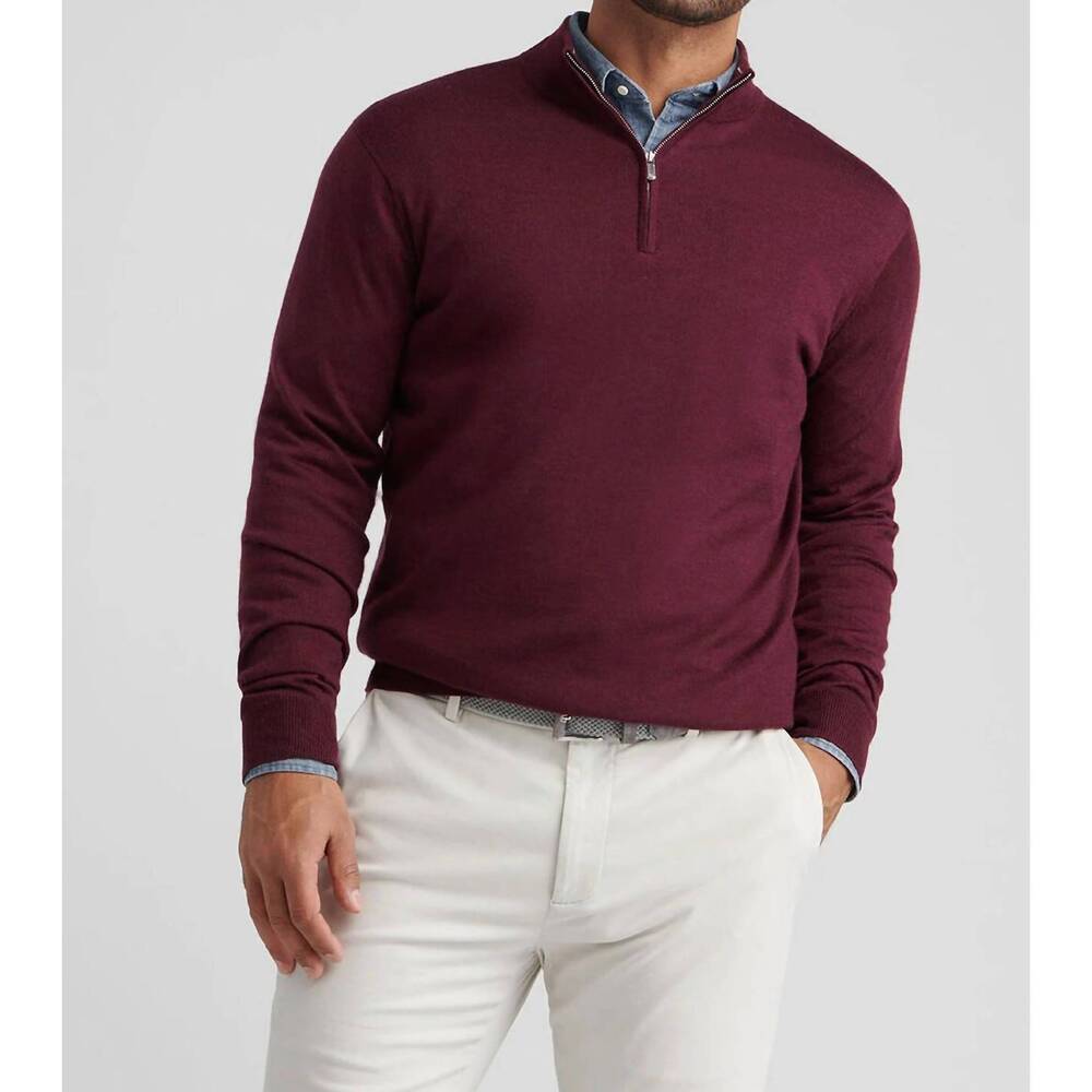 NEW PETER MILLAR autumn crest quarter zip sweater in autumn foliage